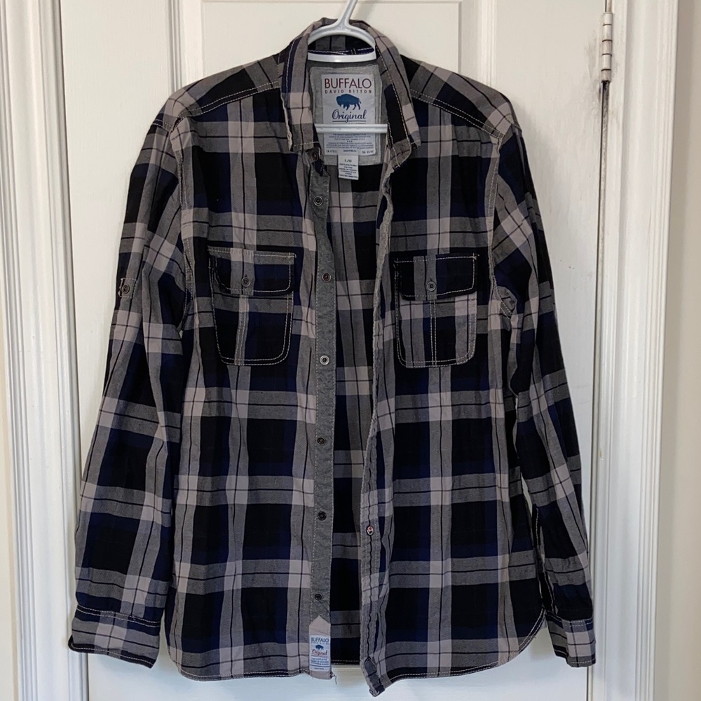 Buffalo David Bitton Checkered Shirt in Black and Gray